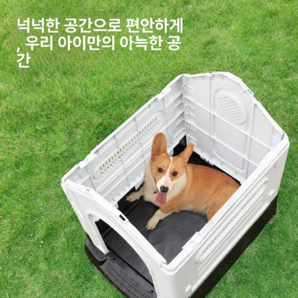 최고급 조립식 방수 야외용 대형 강아지집 애견 견사 중간 15.0kg 1단계형 이중문 강아지 분리 방지 블루화이트 중간 15.0kg 기본형 문없음 자유 입출구 - 상세 이미지 5