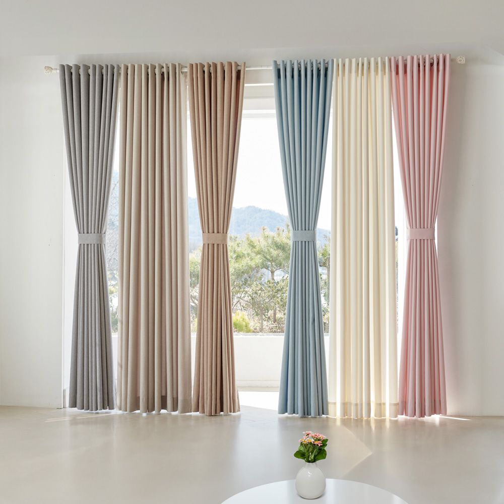 뷰하우스 린넨 형상기억 암막커튼 방한 거실 안방 반창 핀형 아일렛형 맞춤제작