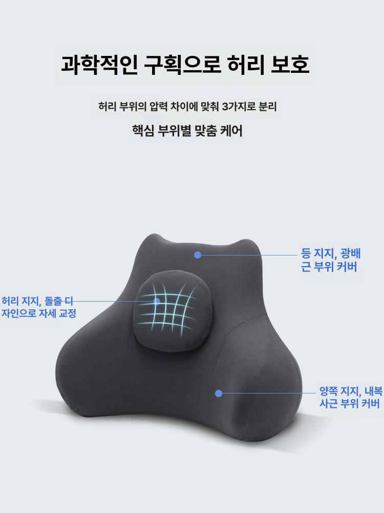 허리받침 의자 통풍 사무실 허리 지지쿠션 메쉬 싱글베개 [업그레이드] 잉크블랙 [프린세스/프린스 주문 필수] - 상세 이미지 2