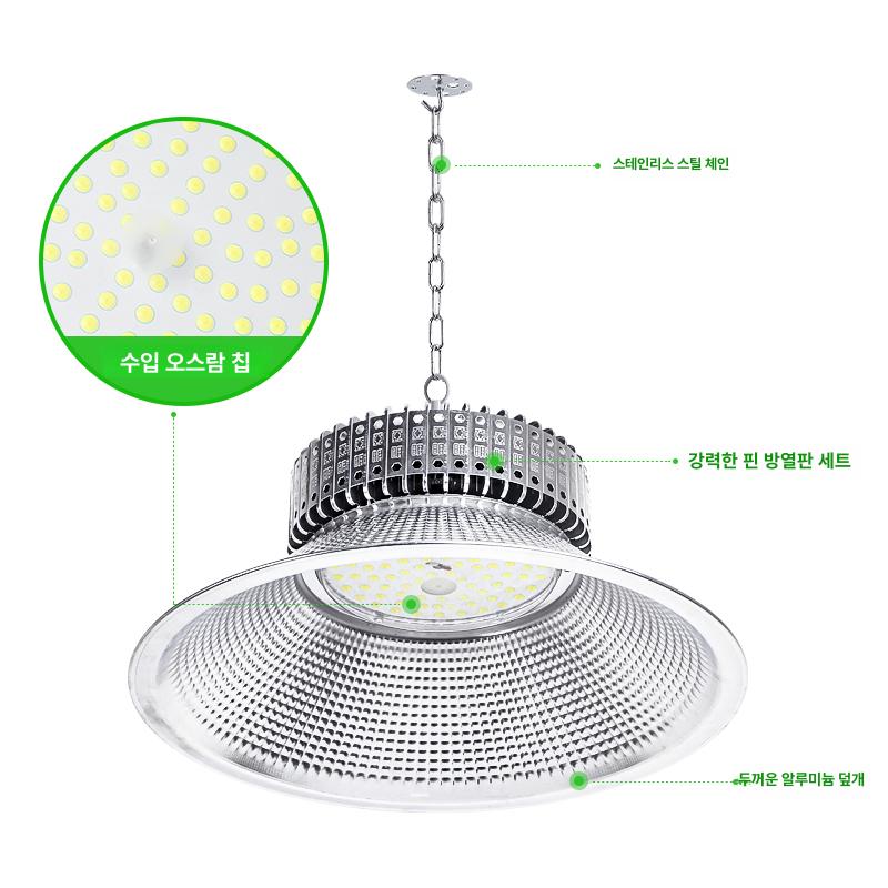 LED공장등 원형등 천장등 체육관 투광등 작업장 야밍 150W (기둥+흡착판 포함) - 상세 이미지 4