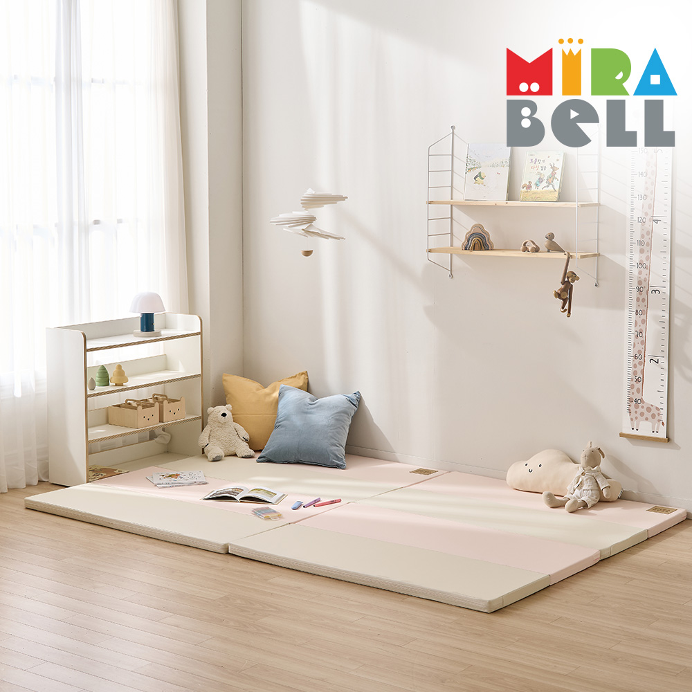 미라벨 카라 실리콘 아기 유아 거실 층간소음 놀이방4단 폴더매트 120X160 핑크그레이 - 상세 이미지 2
