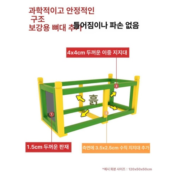 프리미엄 조립식 텃밭 상자 목재 대형 화단 플랜트박스 이동식 강화 80 x 40x45cm 나무 둥근 머리 60 x 30x30cm 나무 대형 - 상세 이미지 3