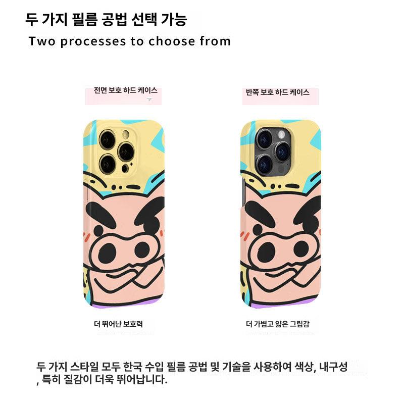 짱구 아이폰 케이스 15 16 17 케이스 부리부리몬 캐릭터 핸드폰 보호 폰 커버 정밀 구멍 전체 커버 하드 케이스 iPhone 17 - 상세 이미지 2
