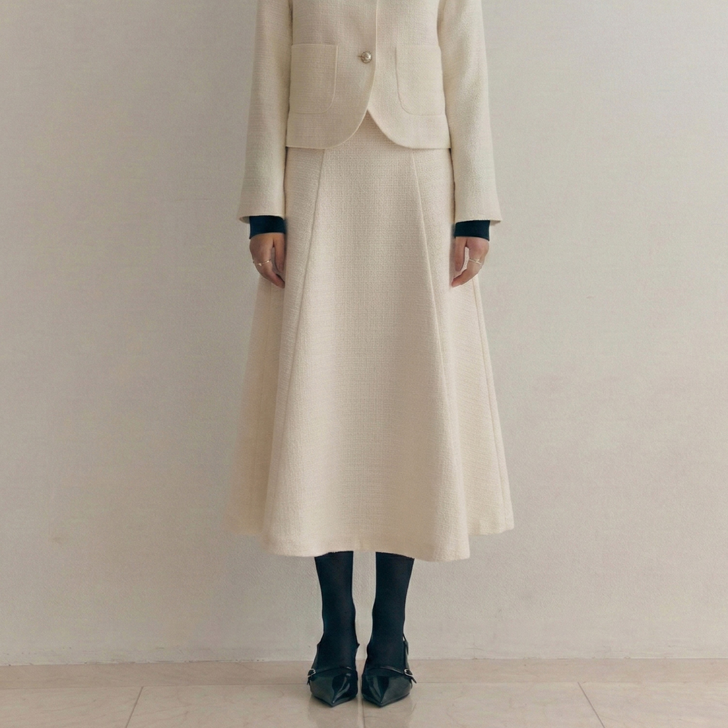 [제로스트릿][4컬러] 크리미 트위드 롱 스커트 CREAMY TWEED LONG SKIRT - 상세 이미지 5