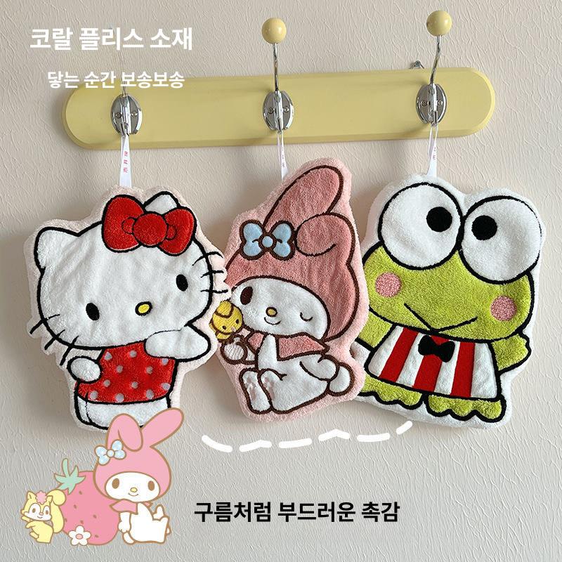 산리오 핸드 타월 주방 손 수건 양털 소재 고흡수 타올 다용도 화장실 욕실 마이멜로디 20x24x1mm - 상세 이미지 3