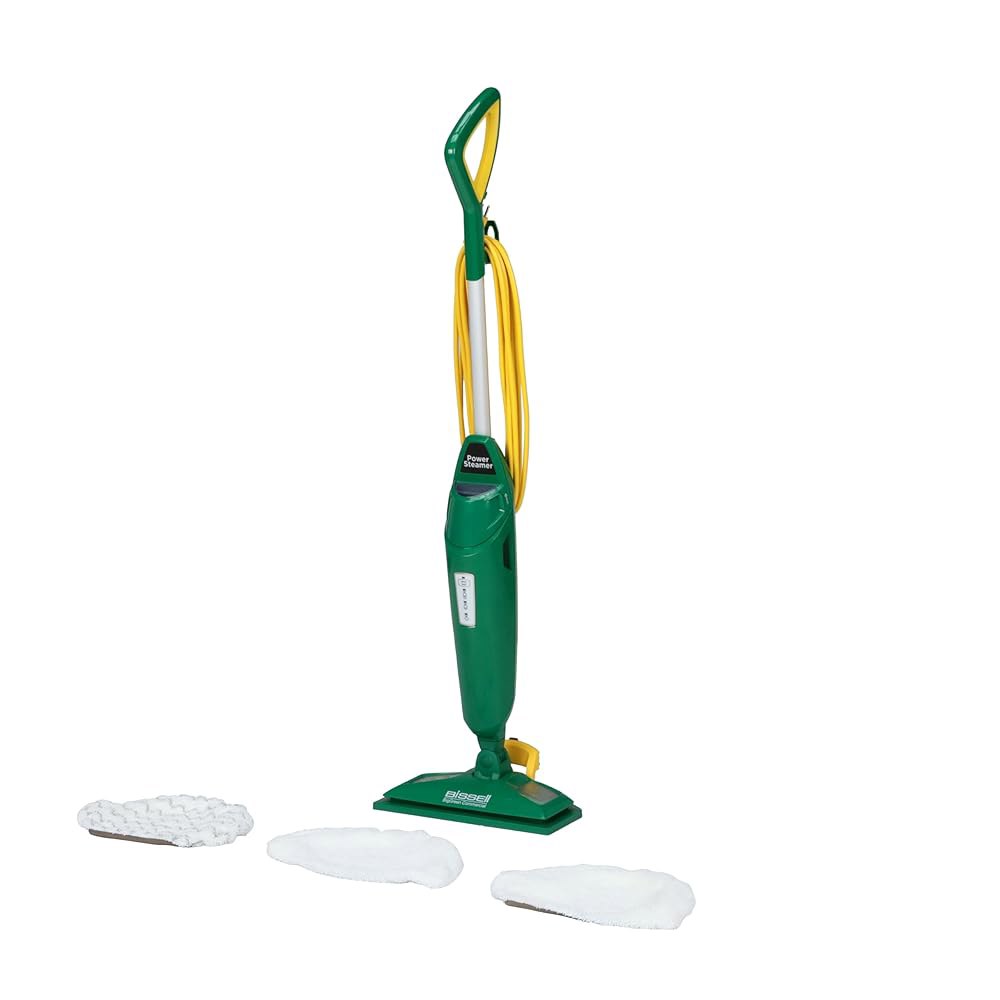 Bissell Commercial-BGST1566 스팀 걸레 파워 스티머, 폭 12.5인치, 매일 사용할 수 있는 소프트 패드 2개와 무거운 지저분함을 위한 스크럽 1개가 포함되어 - 상품 이미지