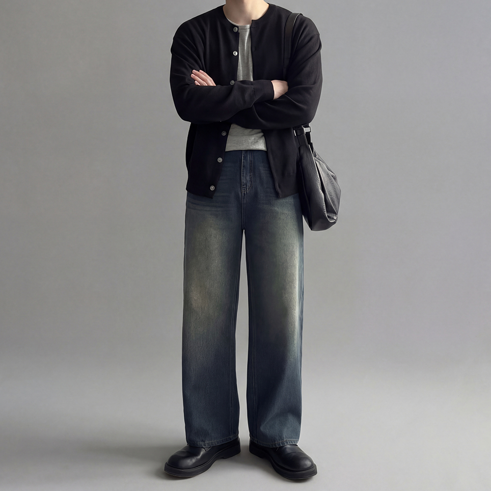 남자크롭가디건 남성라운드가디건 워셔블가디건 - 상세 이미지 4