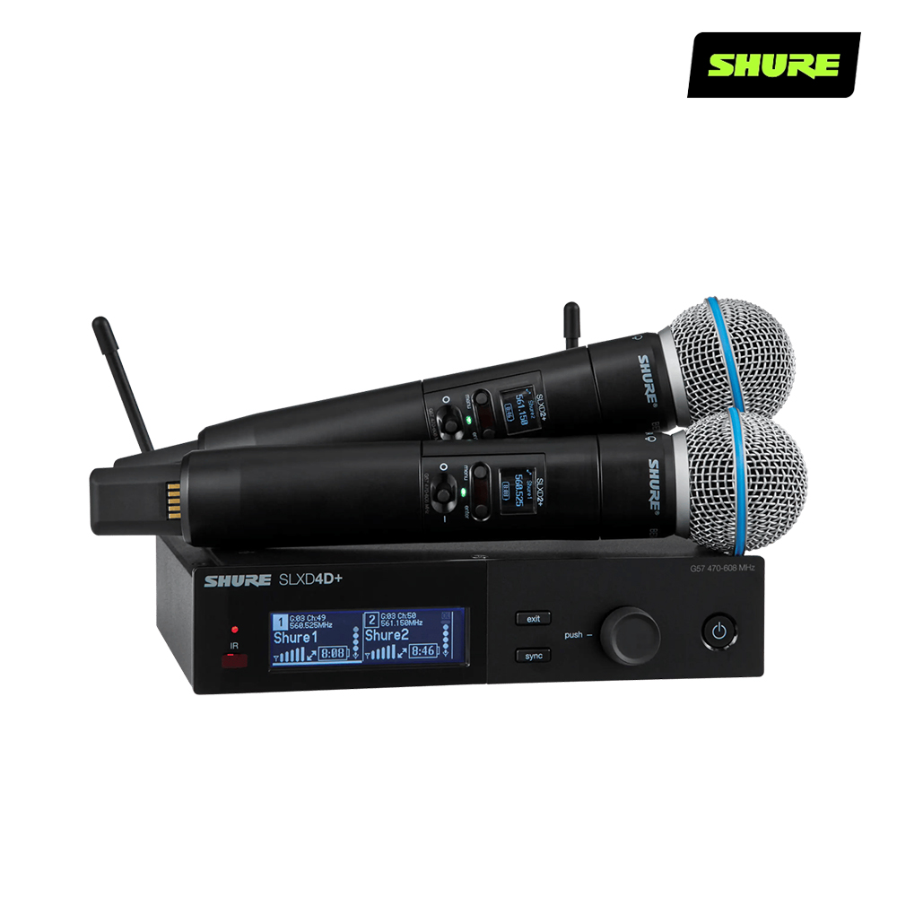 SHURE SLXD24D+/BETA58 슈어 2채널 무선 핸드 마이크 세트 SLXD24D+/B58 - 상품 이미지