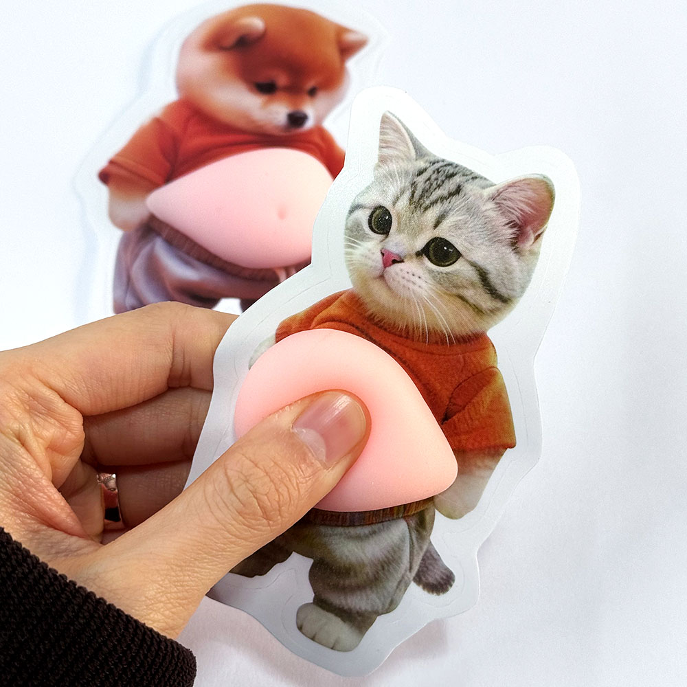 뱃살 문콕 방지 강아지 고양이 말랑이 스트레스해소 배꾹꾹 말랑이즈 스티커 2P - 상품 이미지