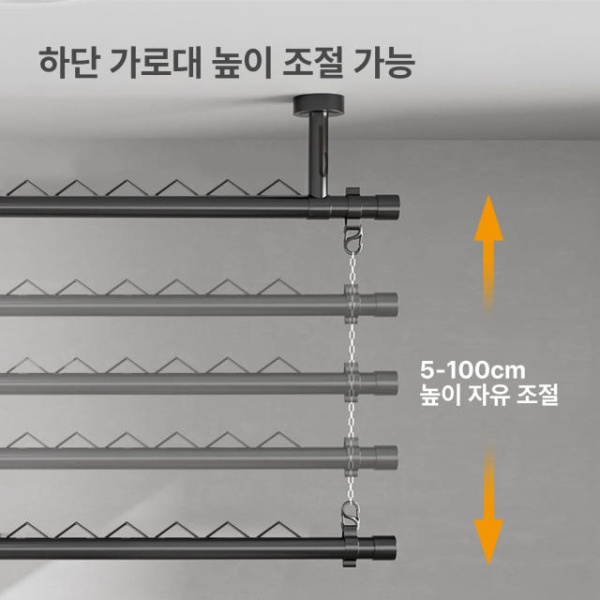 프리미엄 접이식 옷가게 진열대 벽부착 건조대 드레스룸 웨이브 초두께 강관 3m 20 + 하부봉 큰 웨이브 초두꺼운 강철 파이프 2m 20고 큰 - 상세 이미지 5