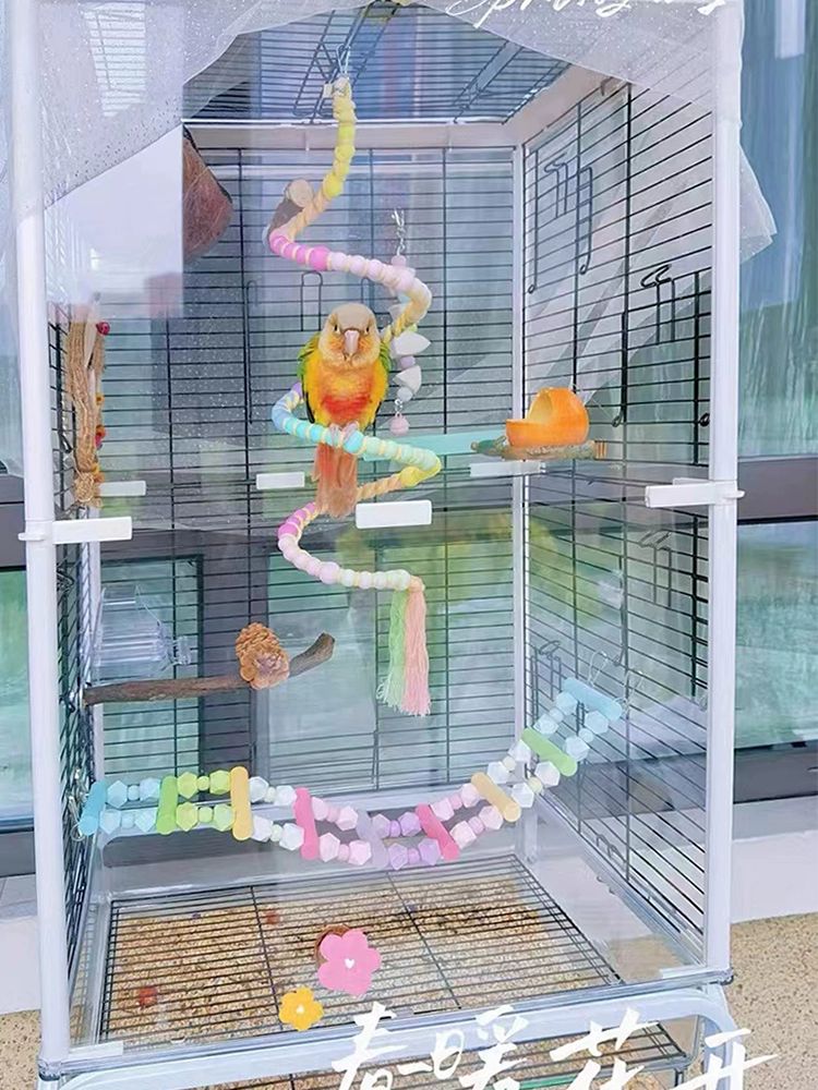 아크릴 새장 앵무새 케이지 대형 조류용 사육장 호텔형 화이트 단면 투명 문 있음 프리미엄 - 상세 이미지 4