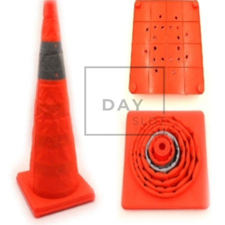 [트렌디프레소협력사]데이슬롯 접이식 안전 삼각콘 비상용콘 안전표지 휴대용콘