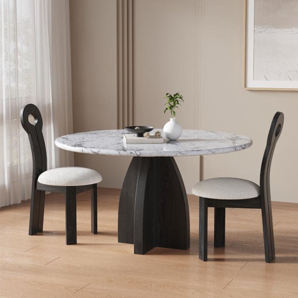 럭셔리 모던 천연 대리석 회전의자 벤치 블랙 돌로마이트 원형 135x135x75cm 돌로마이트 블랙 80x80x75cm - 상세 이미지 2