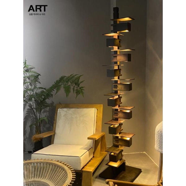 모던 플로어 조명 장식품 거실 정원등 촬영용 간접조명 합금 월넛 d38 h182cm 합금 월넛 테이블 d25 h70cm - 상세 이미지 3