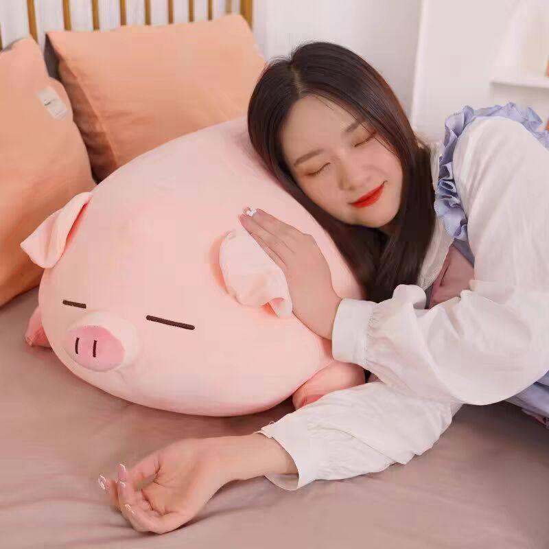 모찌인형 돼지 봉제 생일선물 수면 대왕 둥근 눈 누운 돼지 80cm - 상세 이미지 3