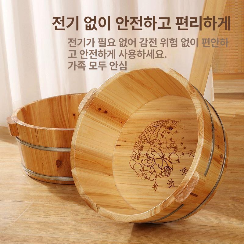 나무 바가지 온천 료칸 히노끼 세숫대야 일본 사우나 대야 족욕 샤워 삼나무 - 상세 이미지 5