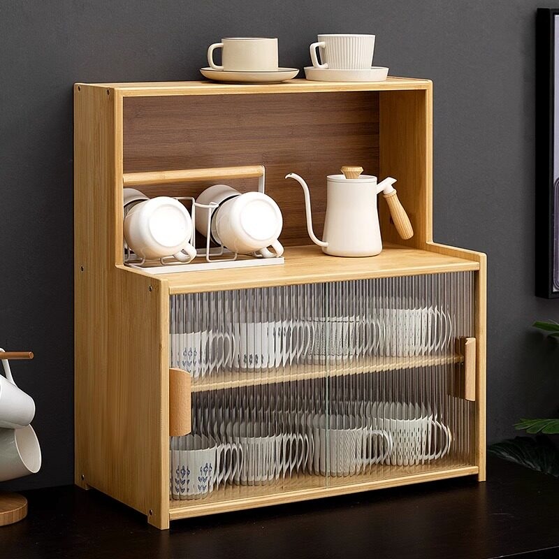 미니 찬장 원목 조미료 홈카페 빈티지 그릇장 컵 찻잔 선반 수납장 가구 주방 브라운 45cm - 상세 이미지 3