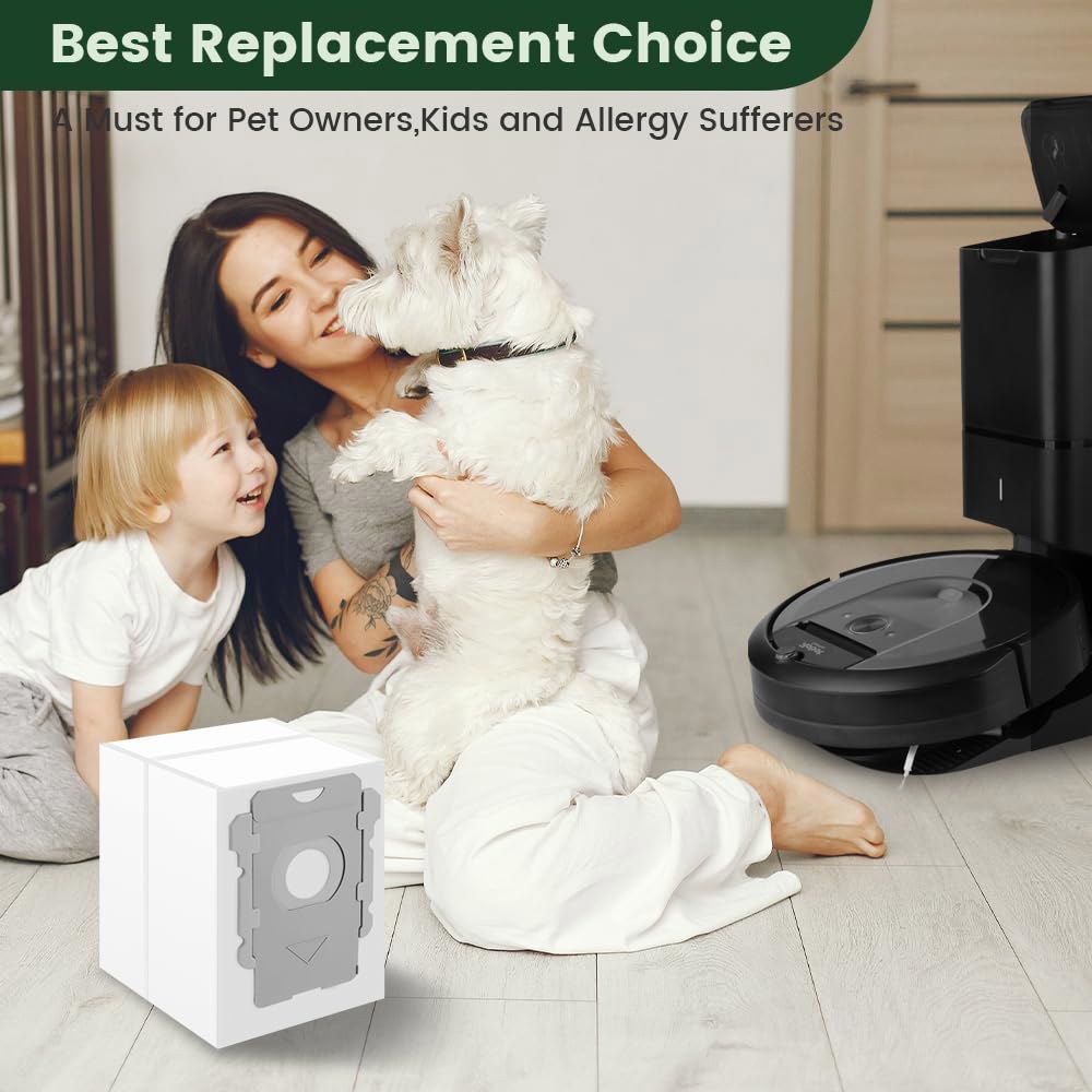 12 Pk 교체 부품 진공 봉투, 아이로봇 룸바 j7 i3 i7 i9 i4 i8 i6 i3+ i6+ i7+ s9+ 플러스, 먼지 처리 일회용 필터 콤보 액세서리와 호환됩니다 - 상세 이미지 2