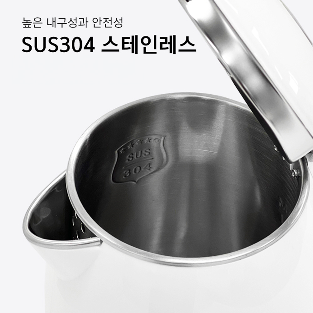 이중단열 스테인레스 SUS304 무선 전기포트 1.8L 자동보온 전기주전자 커피포트 거름망 - 상세 이미지 3