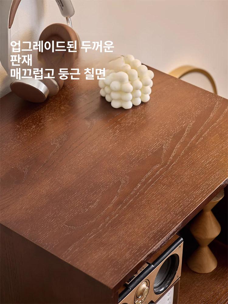 진열장 턴테이블 수납 레코드판 원목 LP보관함 월넛 컬러 - 상세 이미지 2