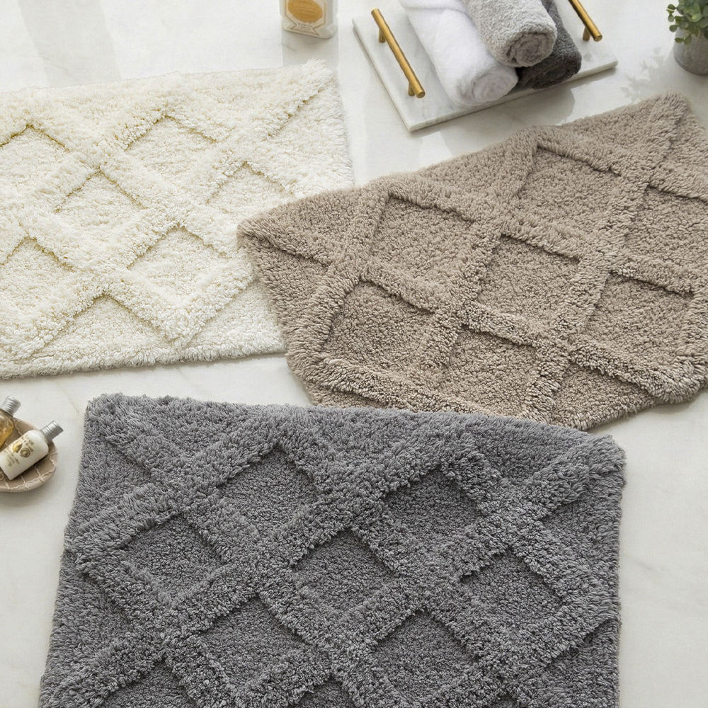 릴리프 다이아 도톰한 순면 욕실 발매트 세탁가능 북유럽 감성 매트