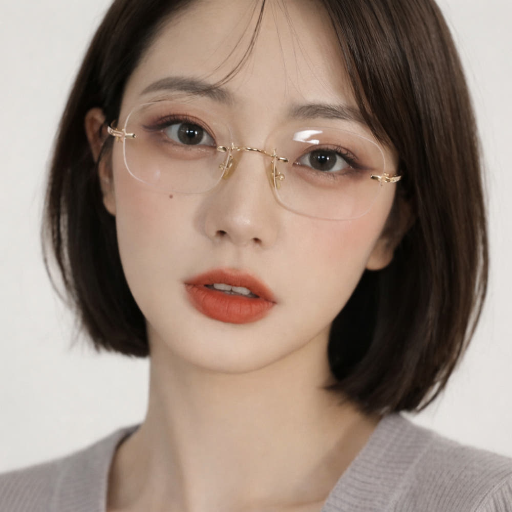 글라스렌 무테안경 힙한 긱시크 안경 여자 남자 투명 블루라이트차단 사각 티타늄 안경테 TGL27