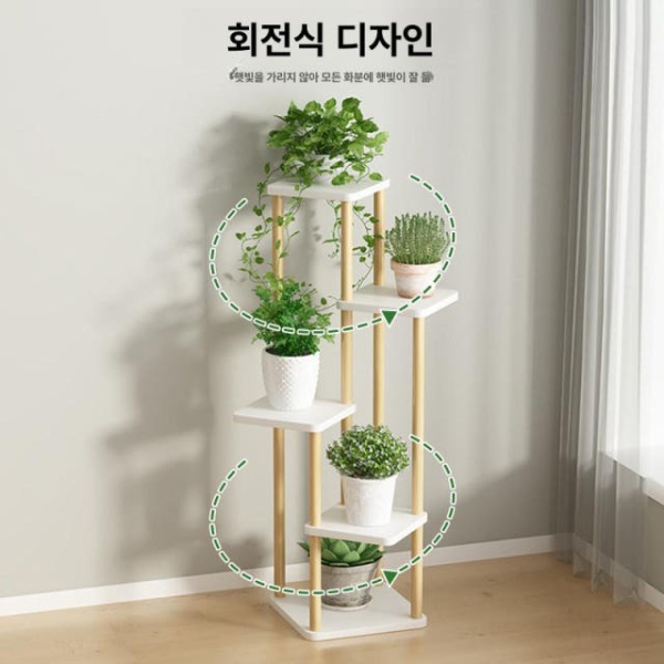 모던 화분 진열대 베란다 거실 선반 철제 식물 정리대 거치대 아이보리 7단 아이보리 4단 - 상세 이미지 3