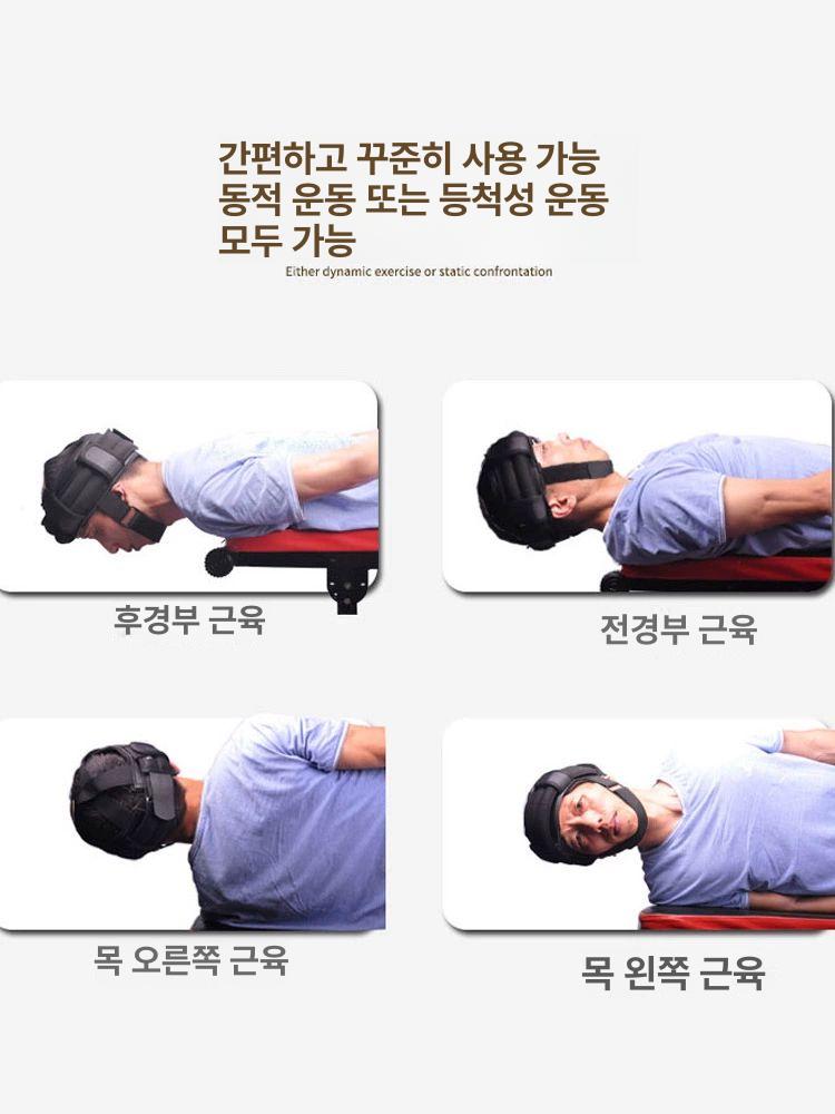 넥하네스 목 운동 캡 승모근 복싱 훈련 역도 단련 장비 훈련 모자 본체 블랙 모래주머니미포함 - 상세 이미지 5
