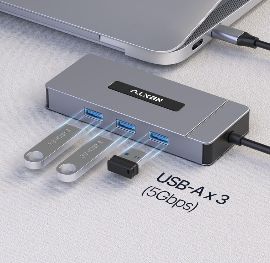 넥스트유 7in1 멀티허브 HDMi 2포트 듀얼 USB 3.0 맥PC - 상품 이미지