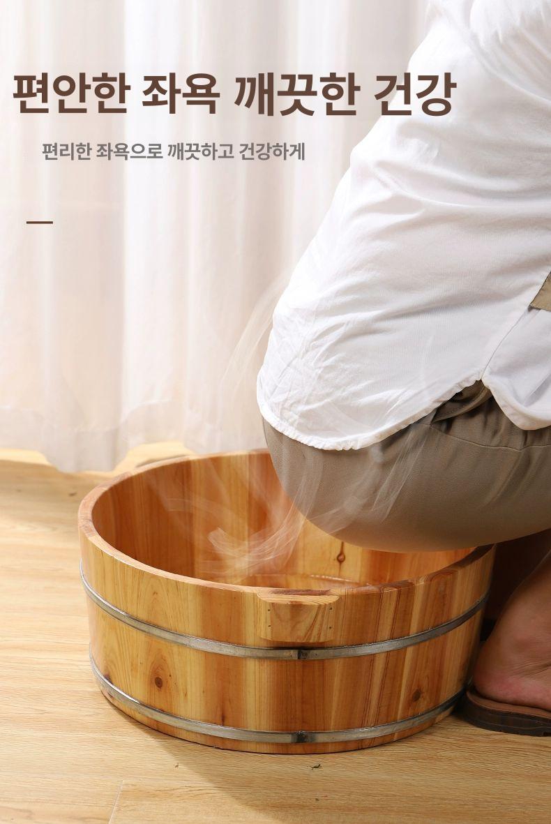 나무 바가지 온천 료칸 히노끼 세숫대야 일본 사우나 대야 족욕 샤워 삼나무 - 상세 이미지 3