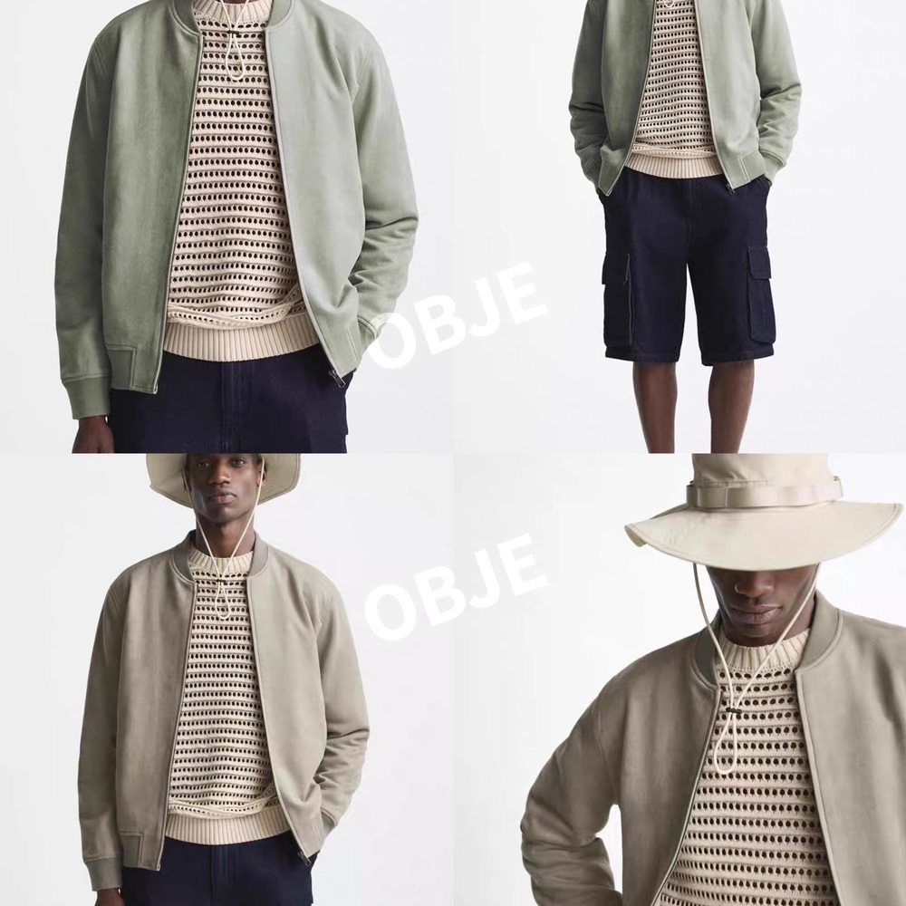 ZARA 남성 스웨이드 봄버 재킷 자라 캐주얼 점퍼 스탠드 칼라 블루종 이미지 8