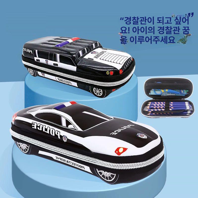자동차필통 경찰차 대용량 학용품 입체 지퍼 탱크 아미옐로우 - 상세 이미지 3