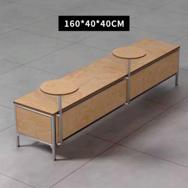 모던 자작나무 나무의자 긴 벤치 북유럽 인더스트리얼 거실 휴게실 이중 원형 테이블 180 x 40x40 긴 벤치 단일 원형 테이블 160 x 4 - 상세 이미지 2
