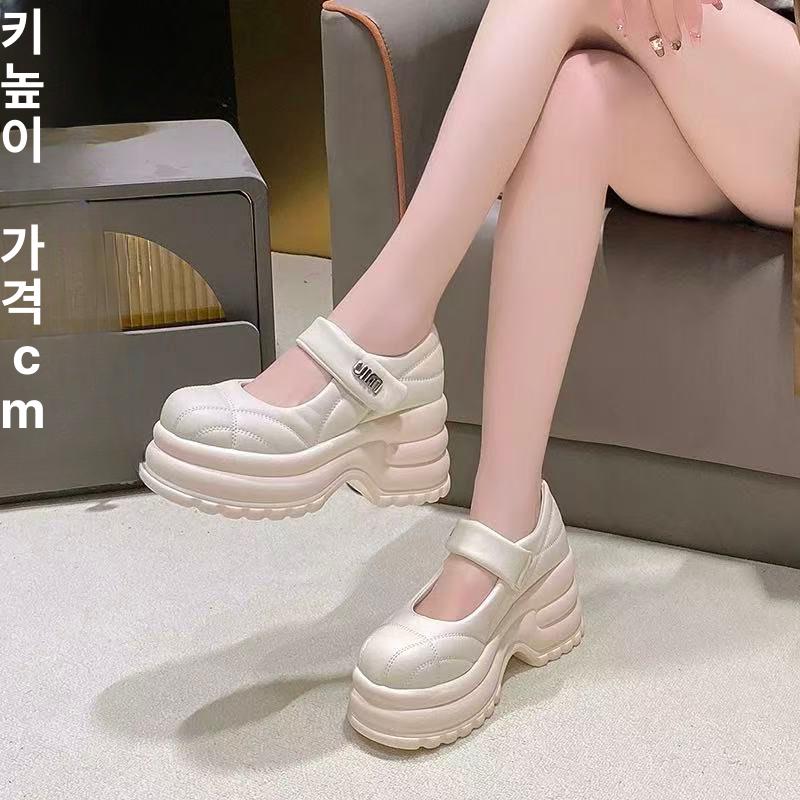 웨딩슈즈 통굽 키작녀 파티 슬리퍼 라이트 진주 신발 스트랩 웨딩 플랫폼 본식 키높이 킬힐 - 상세 이미지 4