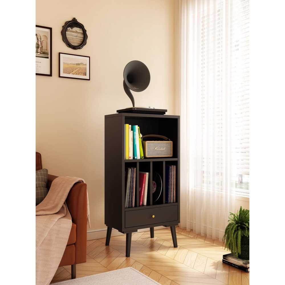 LP 보관함 턴테이블 레코드 목재 용 소파옆 잡지 수납장 40x48x83 - 상세 이미지 3