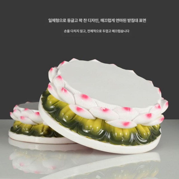 고급스러운 연꽃 도자기 장식대 불상 진열대 미니불상 관음상 연잎 받침대 블루 16인치 연잎 받침대 블루 10인치 - 상세 이미지 3