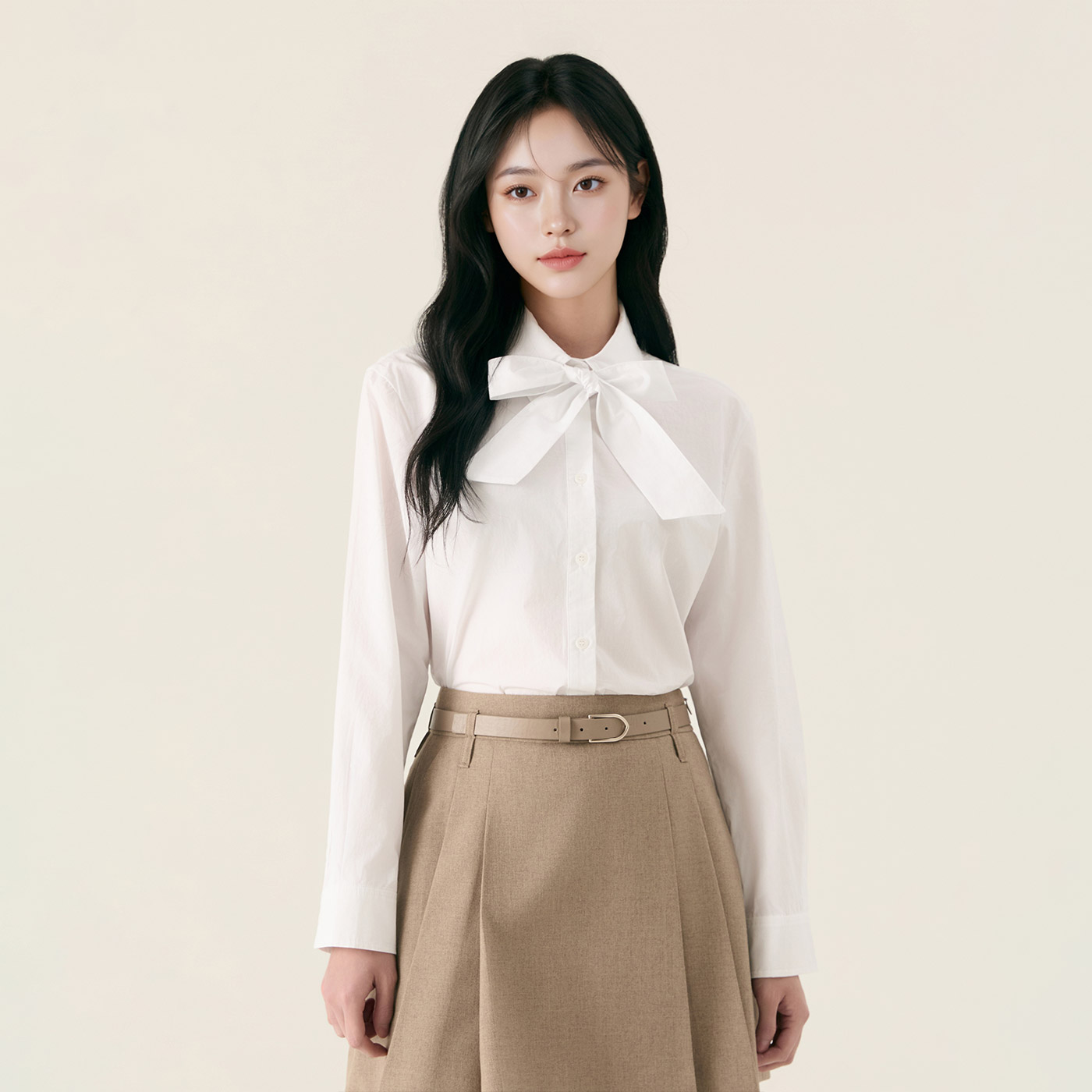 로엠 리본타이 셔츠 RMYWG23ST1 - 상품 이미지