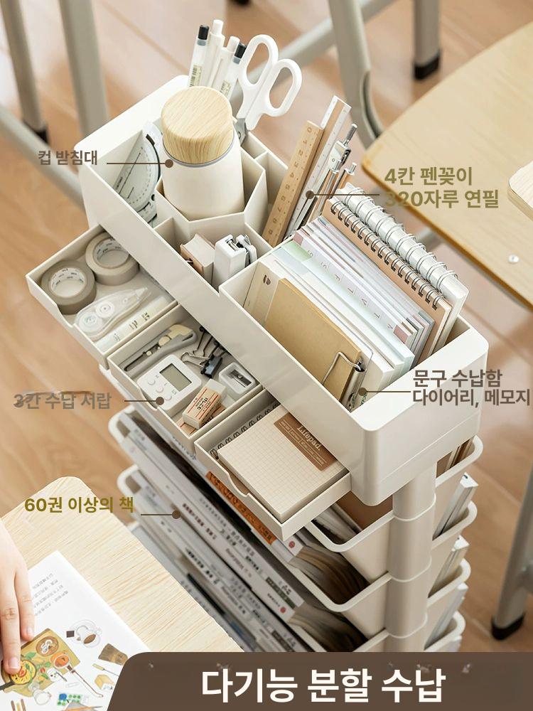 이동식 트롤리 책꽂이 책수납 문구용품 틈새 북카트 북트레일러 정리함 - 상세 이미지 2