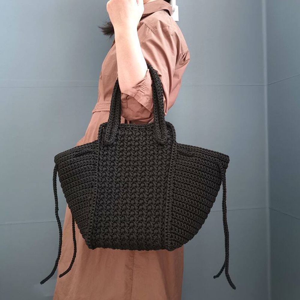 뜨게가방 DIY 코바늘 패브릭얀 네트 라탄패턴 대용량 가방 손뜨개 토트 숄더 데일리 - 상품 이미지