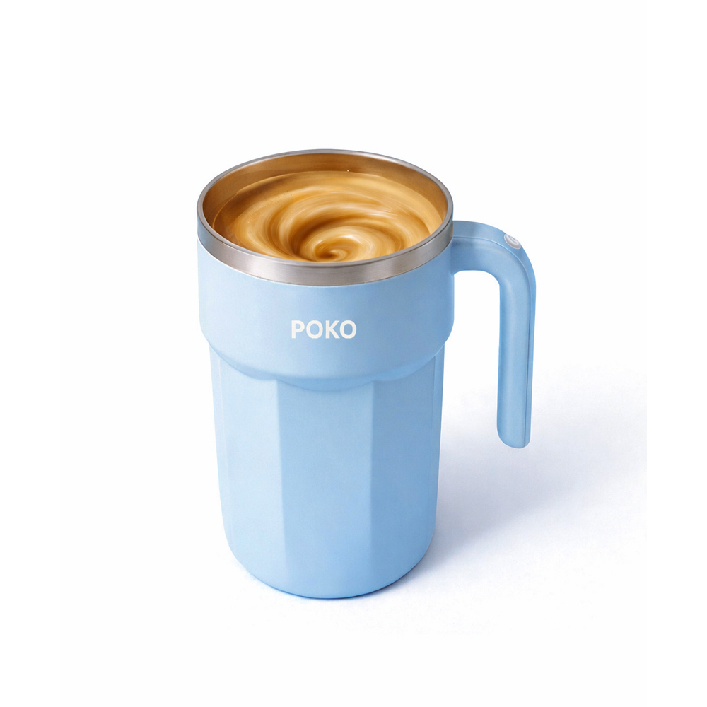 POKO 전동 손잡이 머그컵 자동회전 스텐 텀블러 블루 - 상세 이미지 2