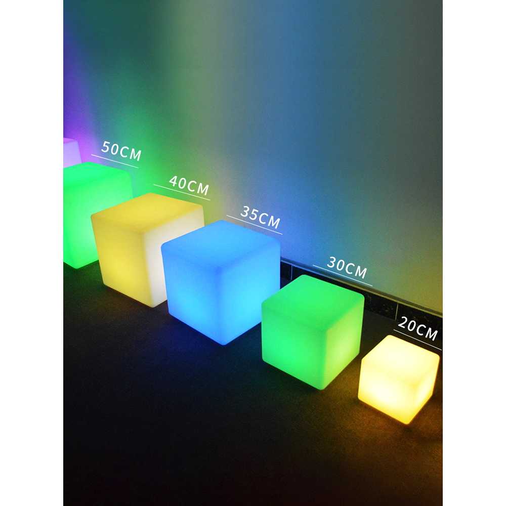 LED 큐브 의자 램프 발광 용 스퀘어 스툴 카페 클럽 스퀘어 30cm - 상세 이미지 2