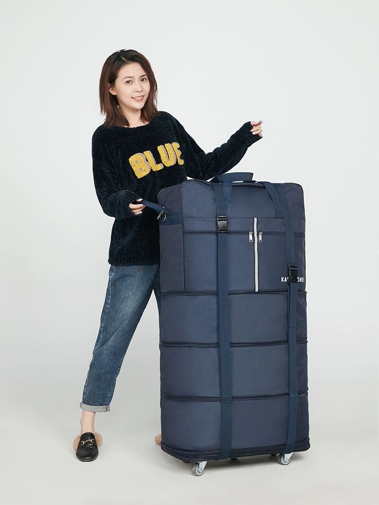 대용량 접이식 보스턴백 여행가방 캐리어 수하물 가방 주말 여행 이불가방 22인치 블랙 표준 - 상세 이미지 5