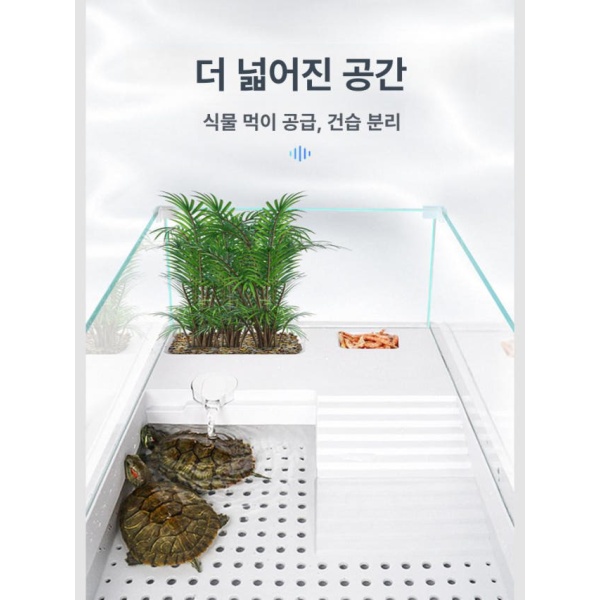 프리미엄 거북이 수조 은신처 대형 반수생 거북이용 파충류 중간형 초투명 유리 완전 세트 - 상세 이미지 5