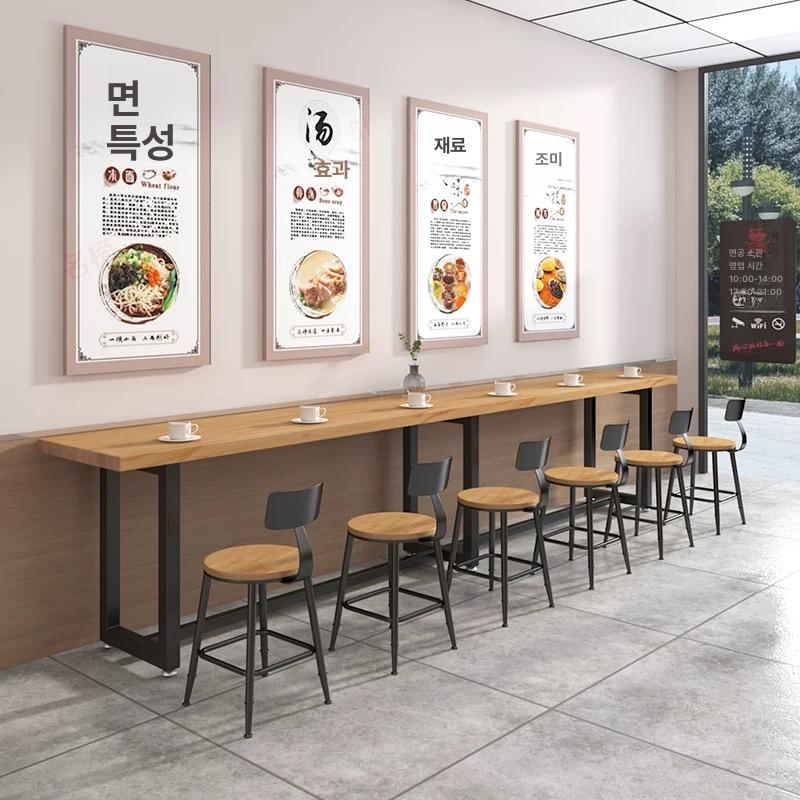 창가 홈바 테이블 업소용 슬림 베란다 바 휴게실 낮은 원목 긴 카페 사이드 - 상세 이미지 5
