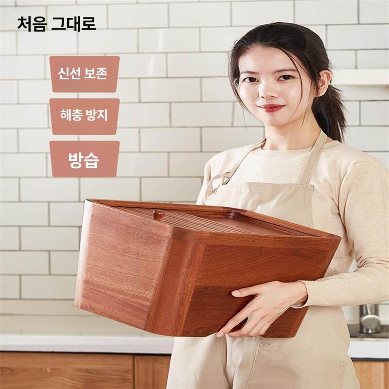 오동나무쌀통 인테리어 원목 밀폐형 방충 10kg 시각화 용량 방습 쌀독 - 상세 이미지 2