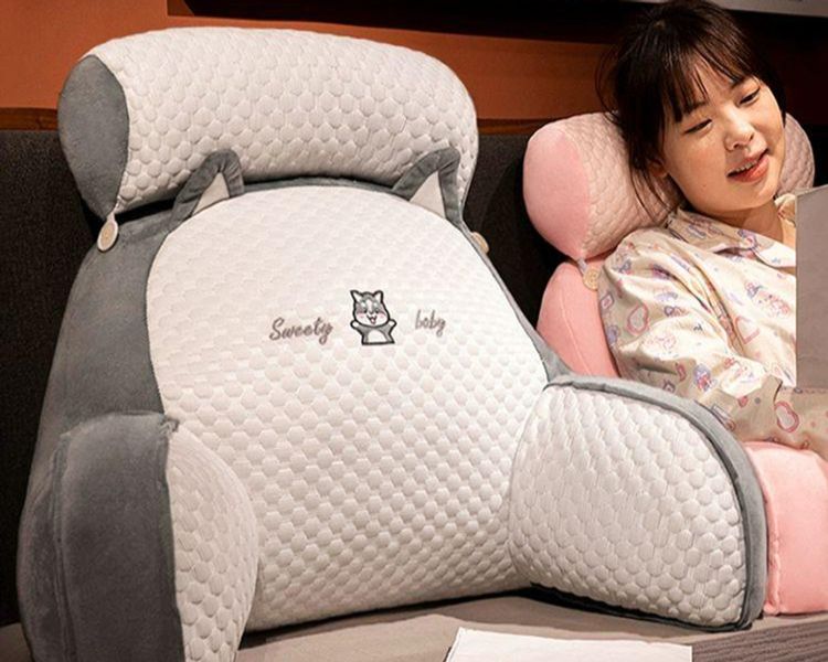 의자허리받침 요추쿠션 큰 등받이 소파 베개 허스키 피부친화적콩벨벳 중간 + 60 45x20cm분리형내부라이너 - 상품 이미지