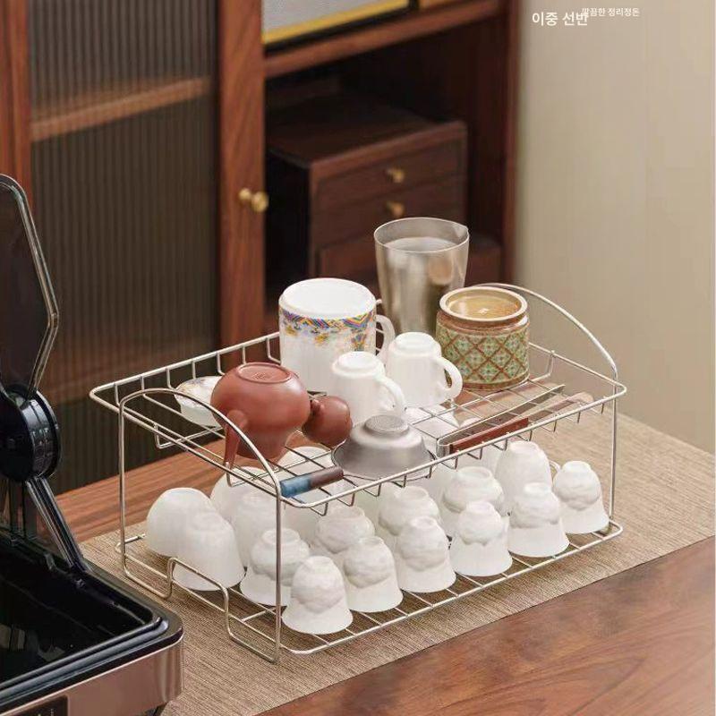 카페 컵 선반 홀더 수납 주방 정리대 거치대 소형 물받이없음 - 상품 이미지