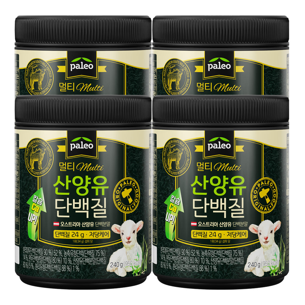 [슈퍼적립] 팔레오 멀티 산양유 단백질 저당 초유칼슘 배합 프로틴쉐이크 미숫가루맛 240g, 4개 제품 이미지