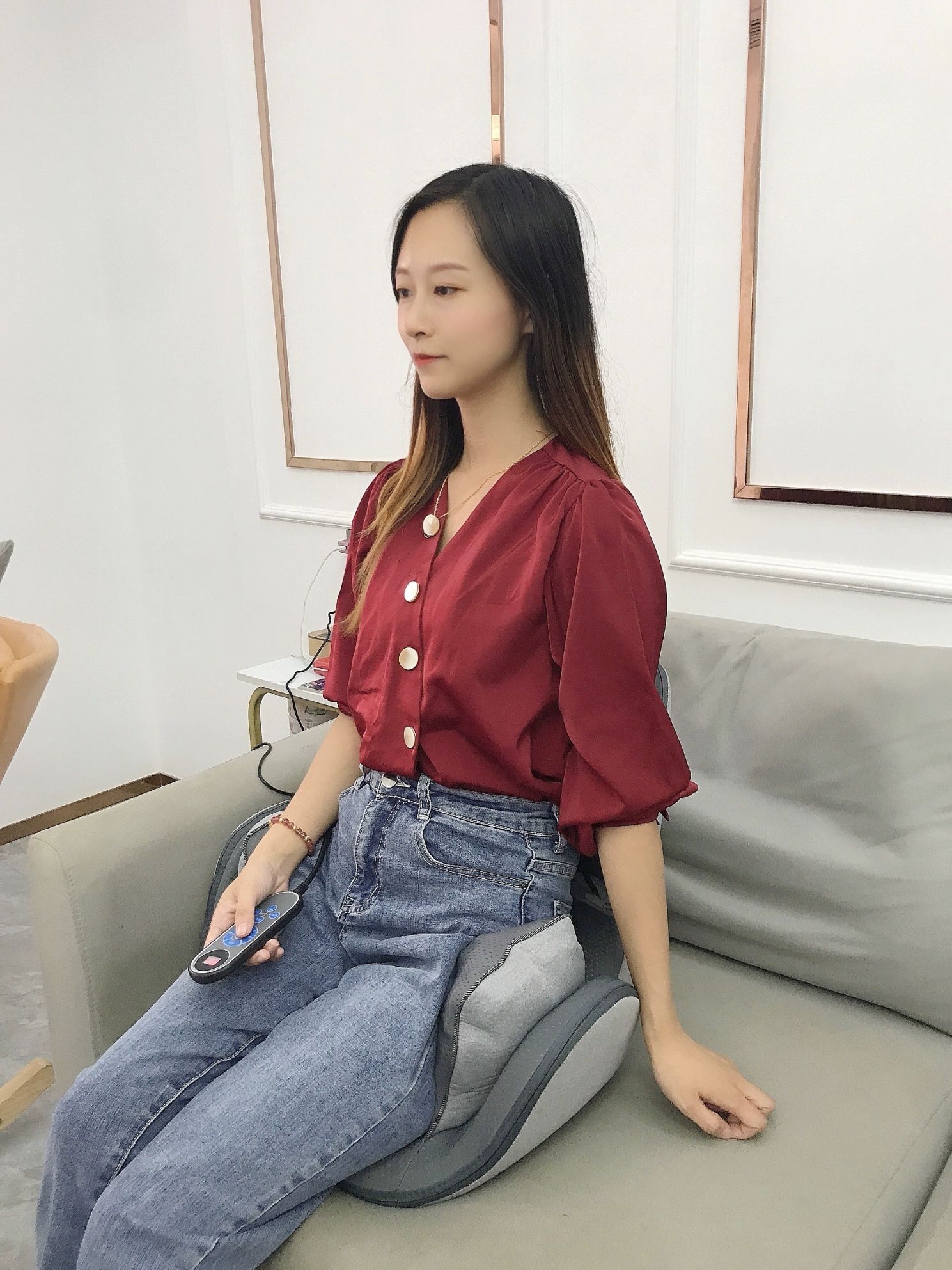 골반 마사지기 고관절 쿠션 소파 안마 엉덩이 허리 좌식 P7 허리 엉덩이 일체형 엘레강트그레이 - 상세 이미지 4