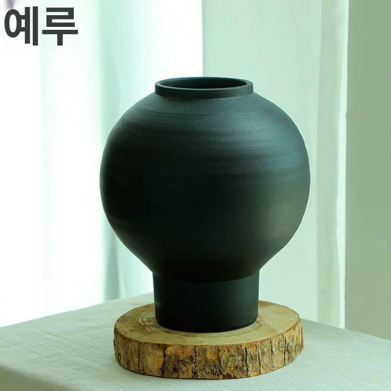 달항아리화병 블랙 도자기 원형 빈티지 단일 항목 - 상세 이미지 5